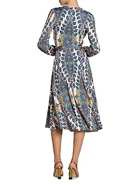 Medallion Jersey Wrap Midi-Dress