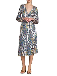 Medallion Jersey Wrap Midi-Dress