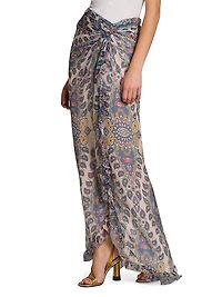 Medallion Chiffon Ruffle Maxi Skirt