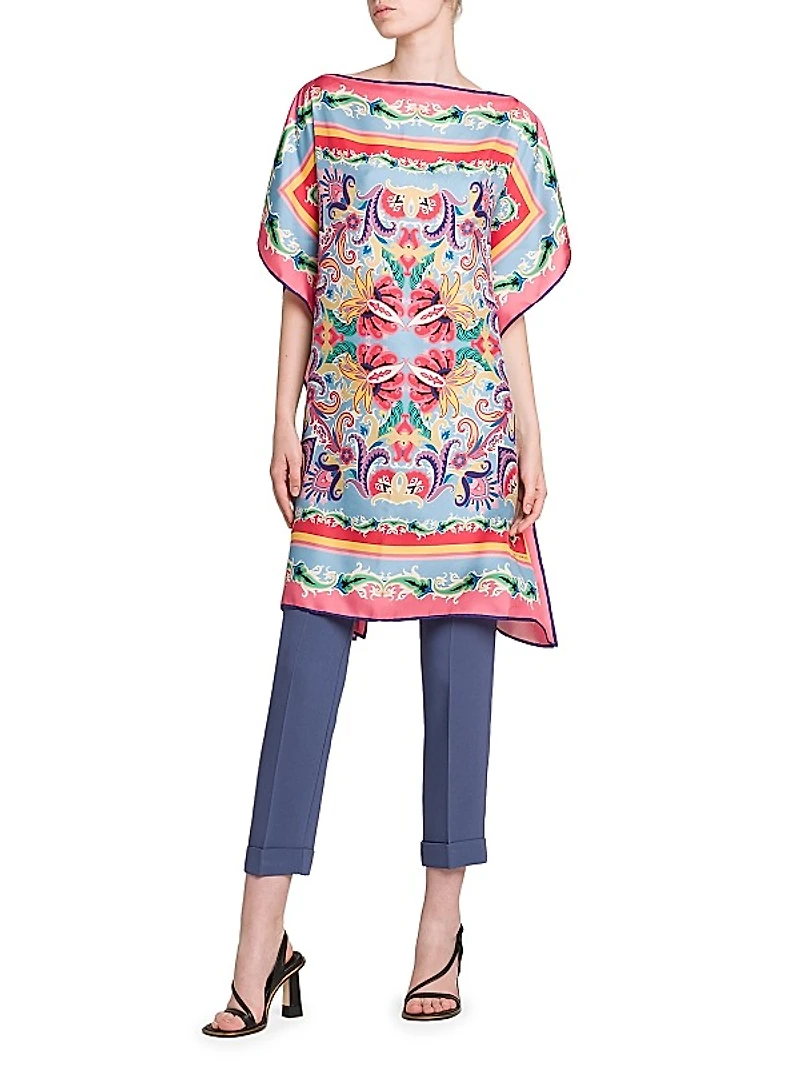 Summer Print Drape Tunic Top