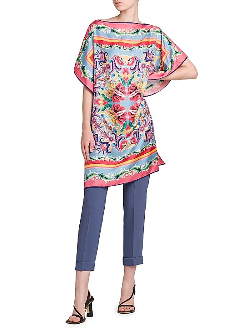 Summer Print Drape Tunic Top