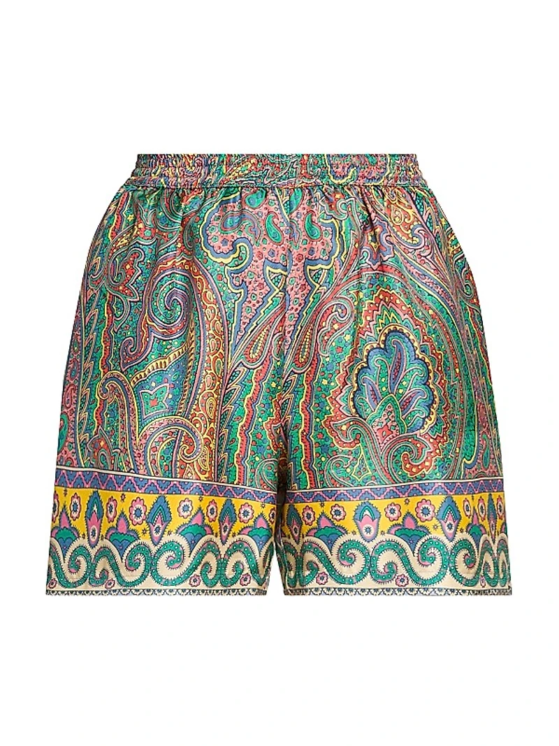 Arnica Print Silk Shorts