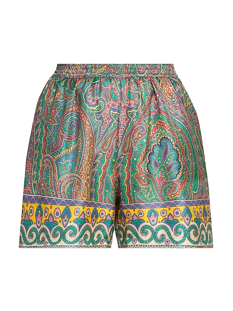 Arnica Print Silk Shorts