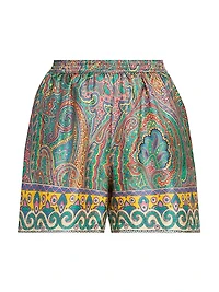 Arnica Print Silk Shorts