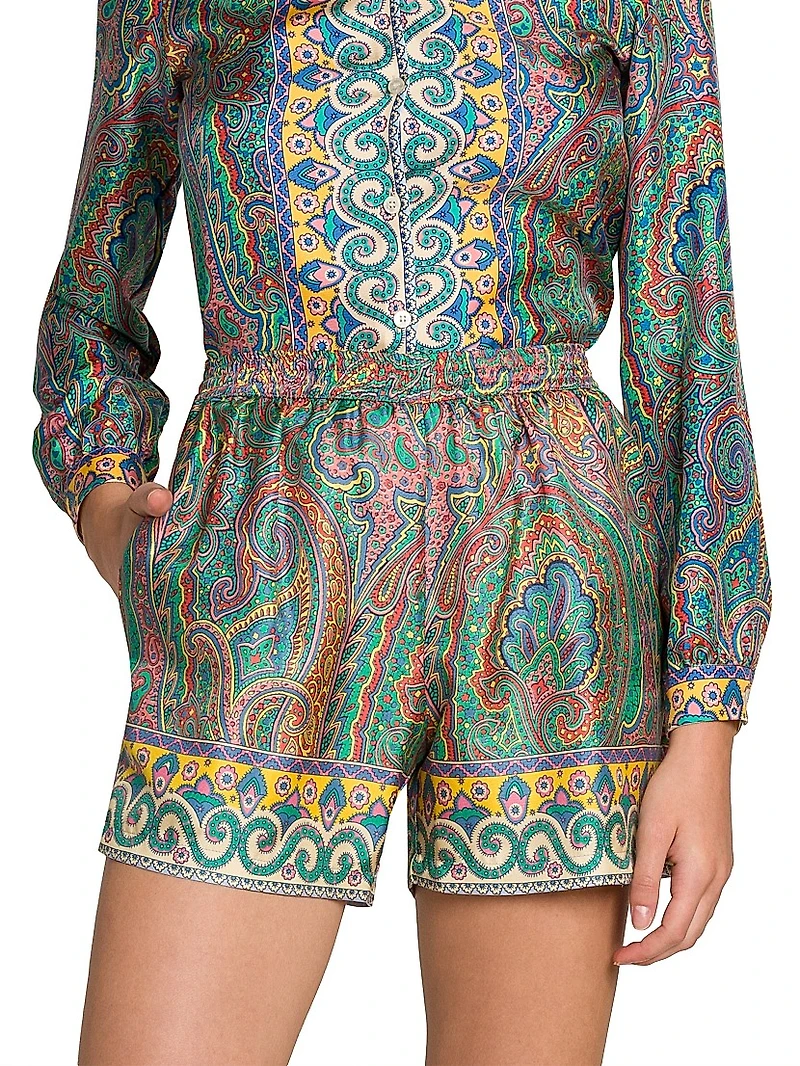 Arnica Print Silk Shorts