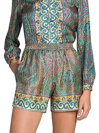 Arnica Print Silk Shorts