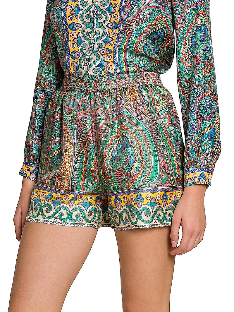 Arnica Print Silk Shorts