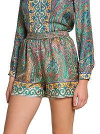 Arnica Print Silk Shorts