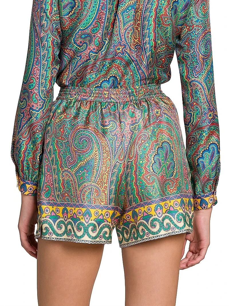 Arnica Print Silk Shorts