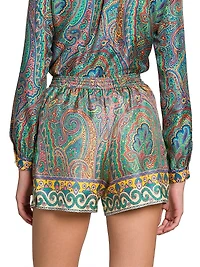 Arnica Print Silk Shorts