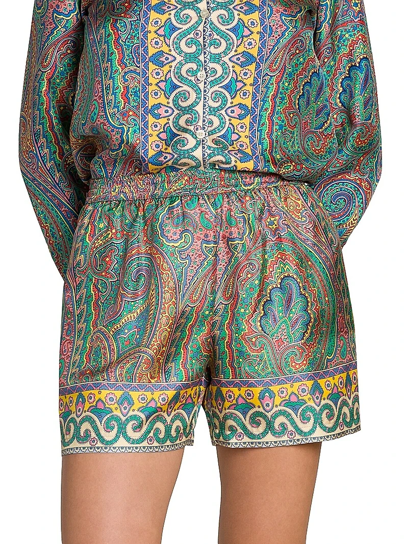 Arnica Print Silk Shorts