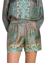 Arnica Print Silk Shorts