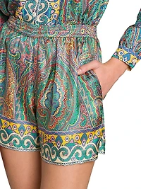 Arnica Print Silk Shorts