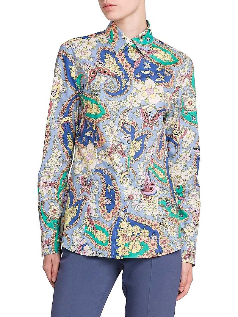 Lucky Charm Print Stretch Cotton Shirt