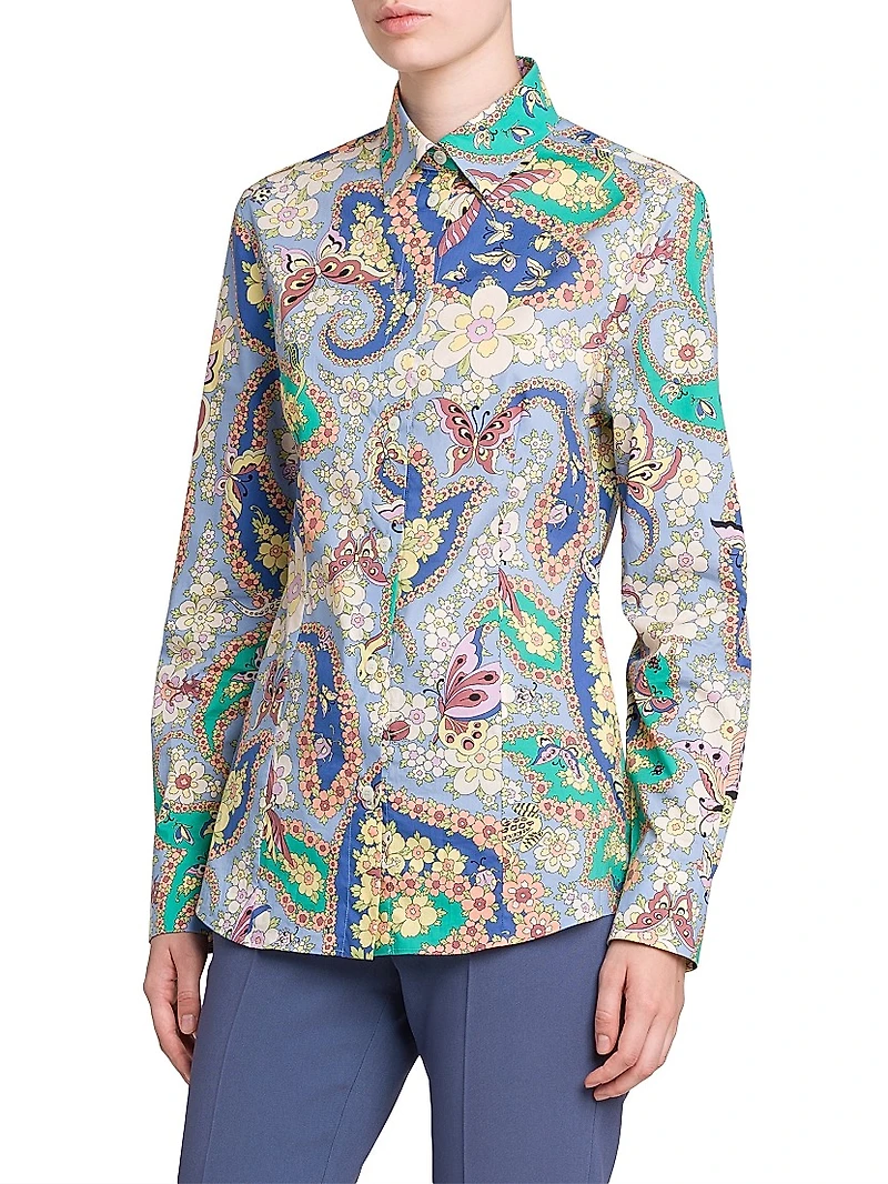 Lucky Charm Print Stretch Cotton Shirt