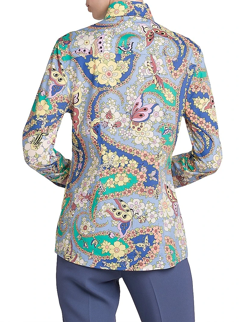 Lucky Charm Print Stretch Cotton Shirt