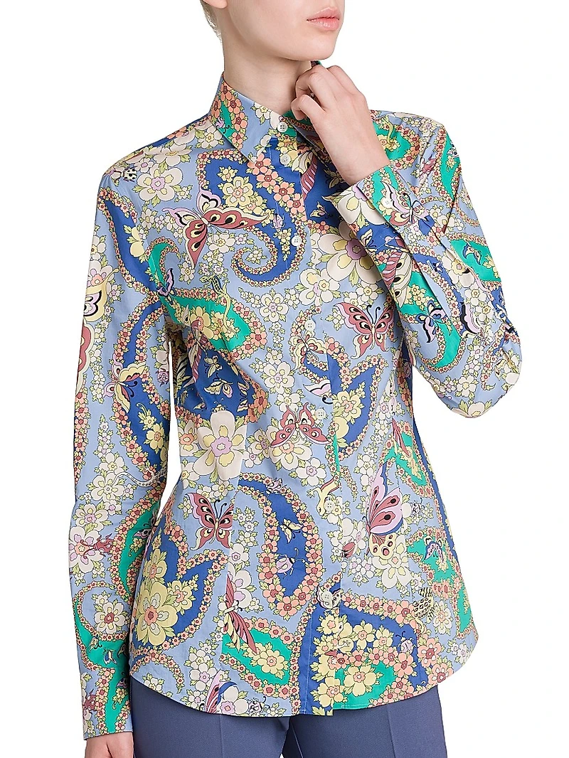 Lucky Charm Print Stretch Cotton Shirt