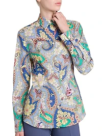 Lucky Charm Print Stretch Cotton Shirt