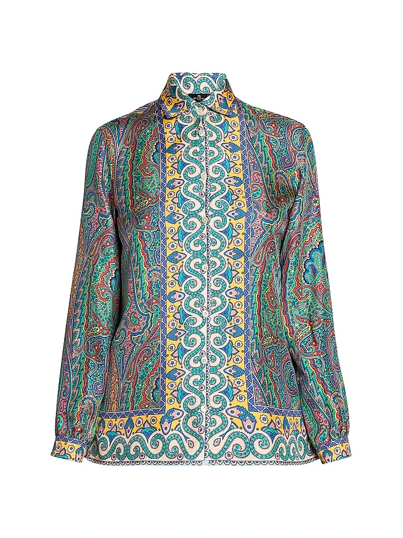 Arnica Print Silk Twill Blouse
