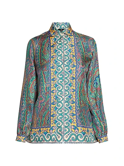 Arnica Print Silk Twill Blouse