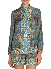 Arnica Print Silk Twill Blouse