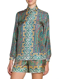 Arnica Print Silk Twill Blouse