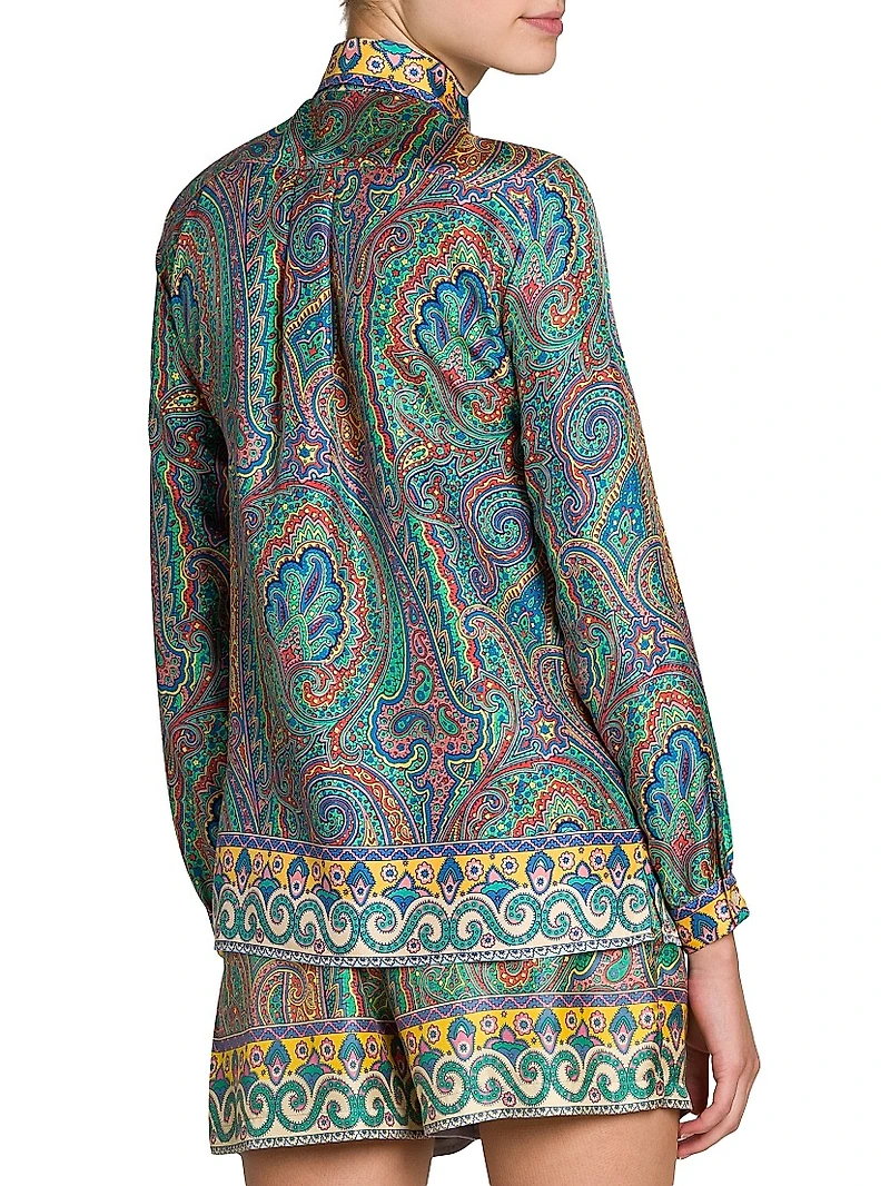 Arnica Print Silk Twill Blouse