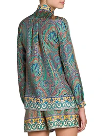 Arnica Print Silk Twill Blouse