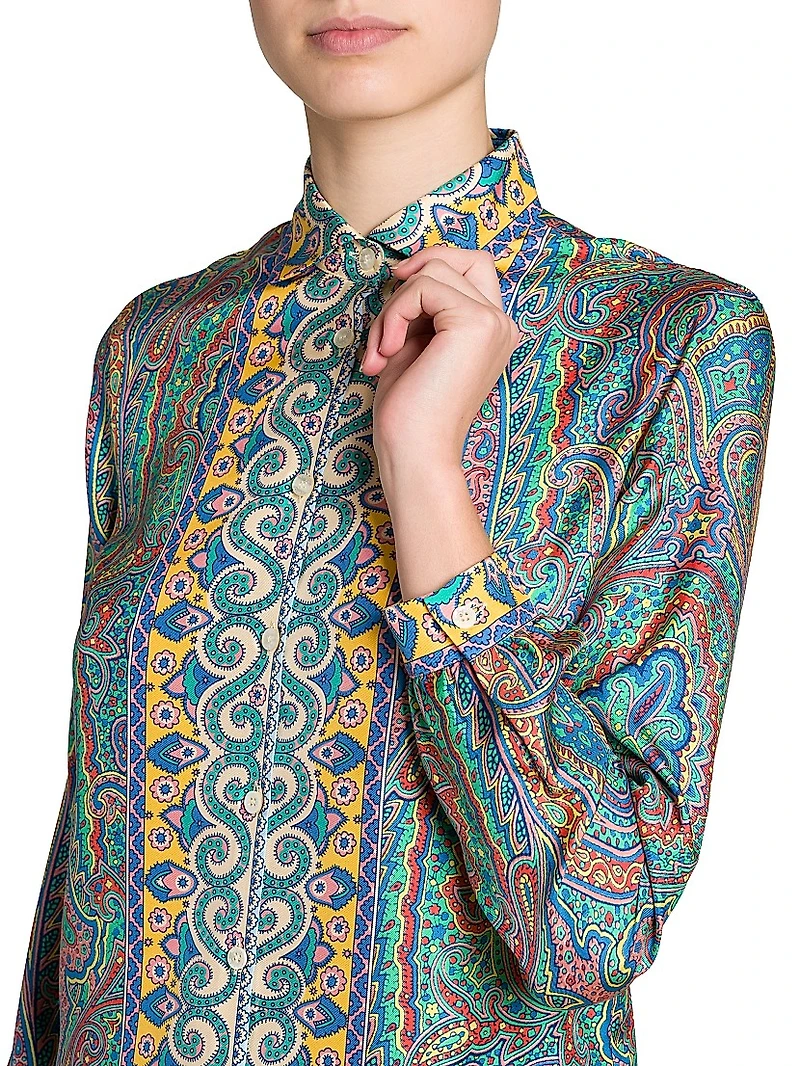 Arnica Print Silk Twill Blouse