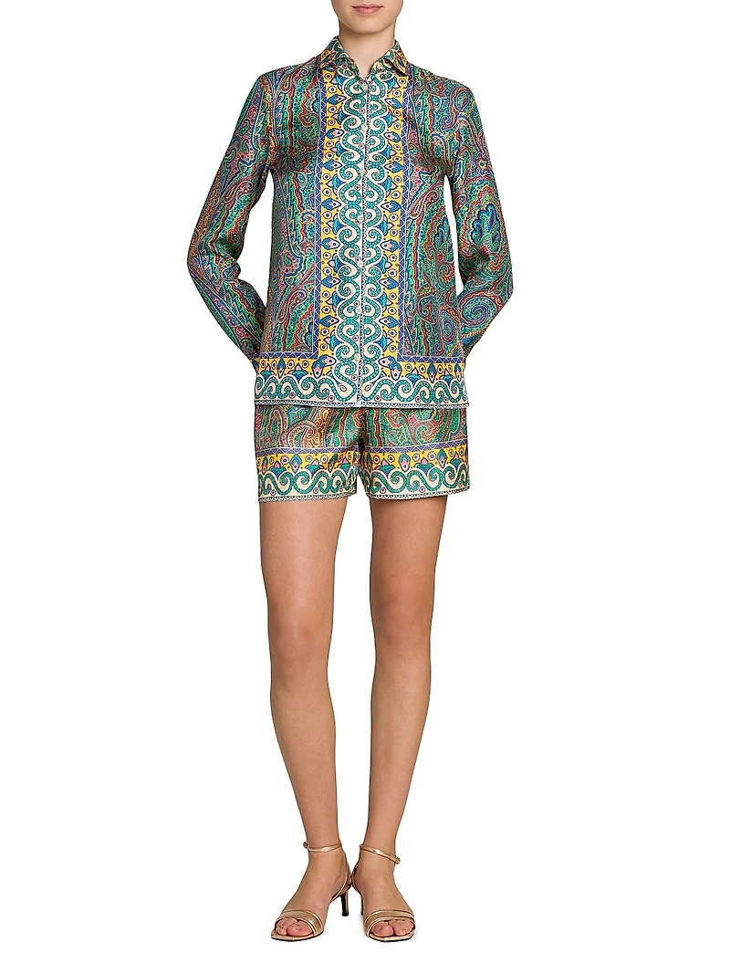 Arnica Print Silk Twill Blouse