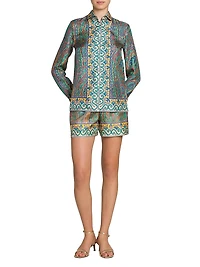 Arnica Print Silk Twill Blouse