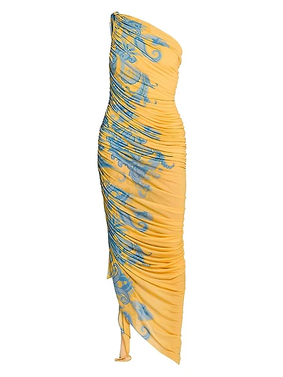 Summer Macroflower Ruched Gown