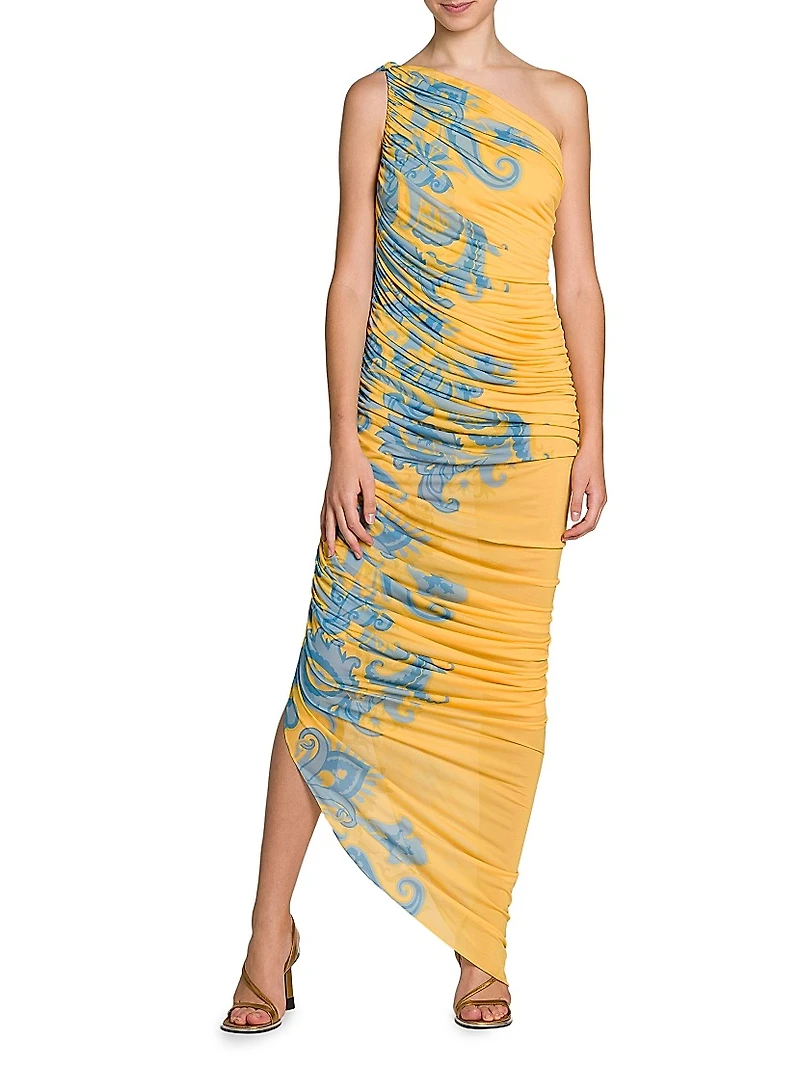 Summer Macroflower Ruched Gown