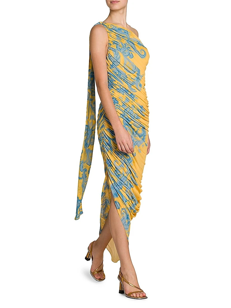 Summer Macroflower Ruched Gown