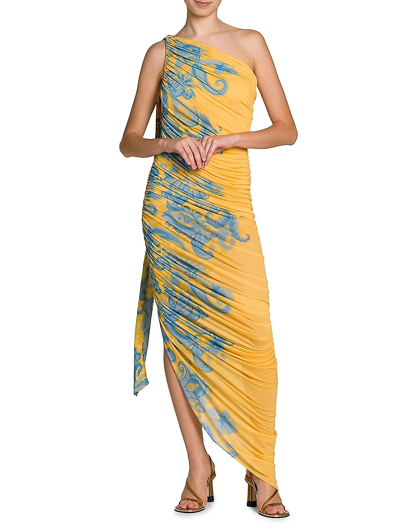 Summer Macroflower Ruched Gown