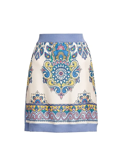 Medallion Silk Miniskirt