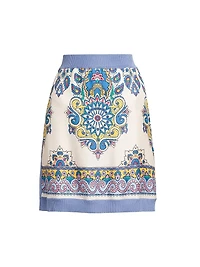 Medallion Silk Miniskirt