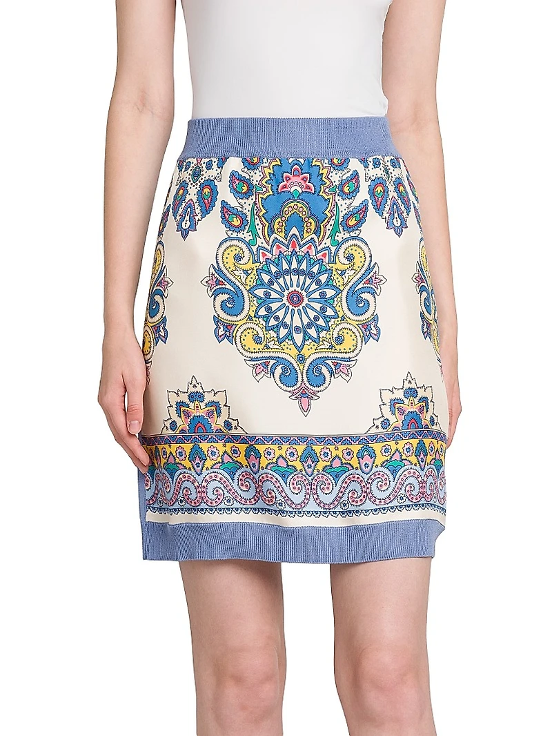 Medallion Silk Miniskirt