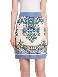 Medallion Silk Miniskirt