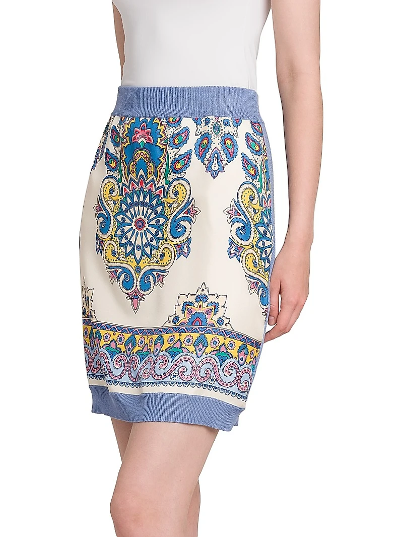 Medallion Silk Miniskirt
