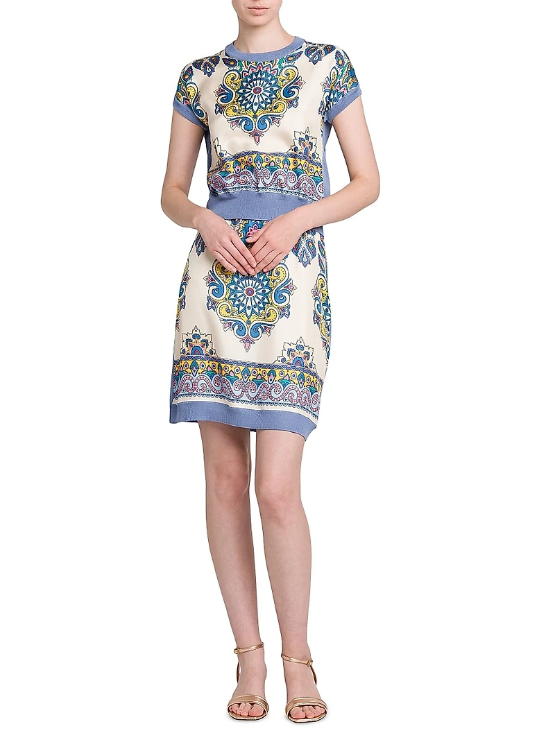 Medallion Silk Miniskirt