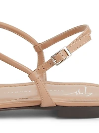 Crystal-Embellished Leather T-Strap Sandals