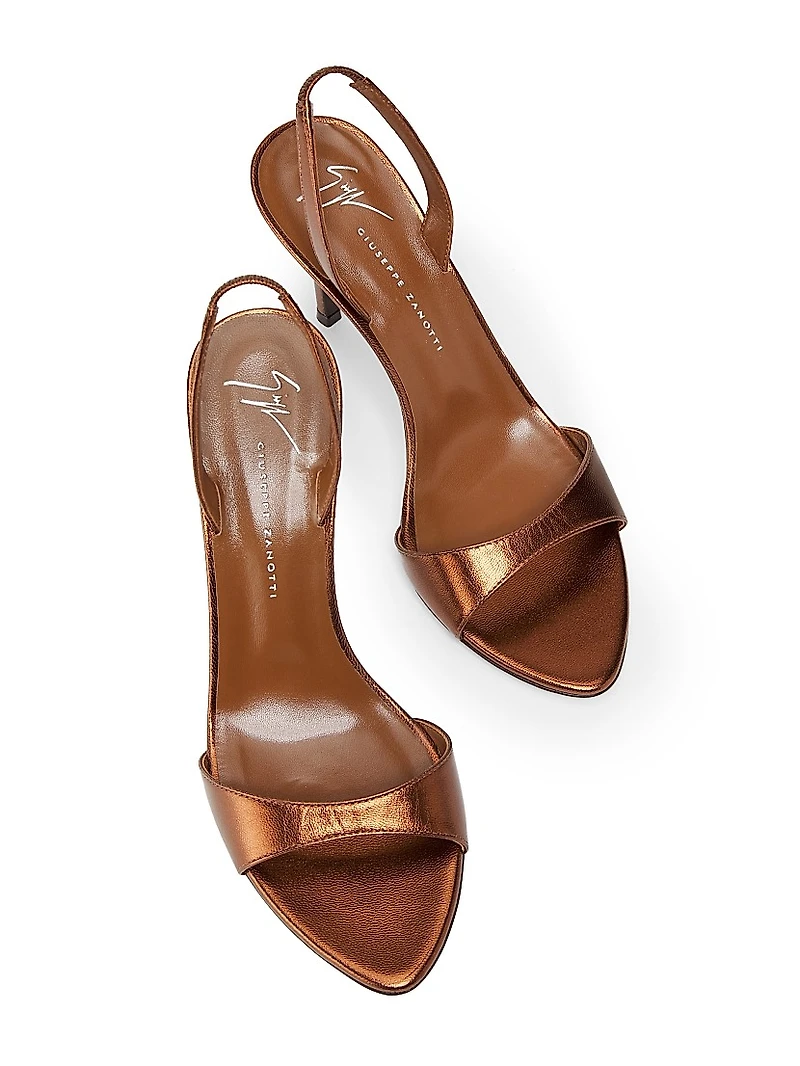 Sophie 90MM Metallic Leather Slingback Sandals