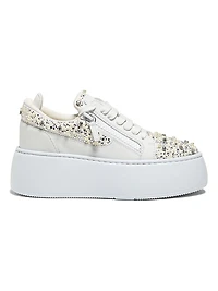 Embellished Leather Platform Sneakers