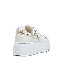 Embellished Leather Platform Sneakers