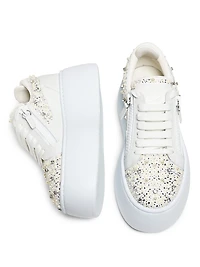 Embellished Leather Platform Sneakers