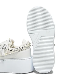 Embellished Leather Platform Sneakers