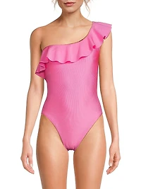 Ruffled One-Shoulder One-Piece Swimsuit
