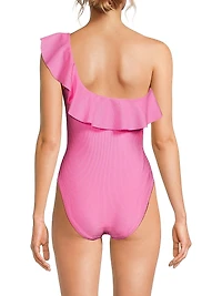Ruffled One-Shoulder One-Piece Swimsuit