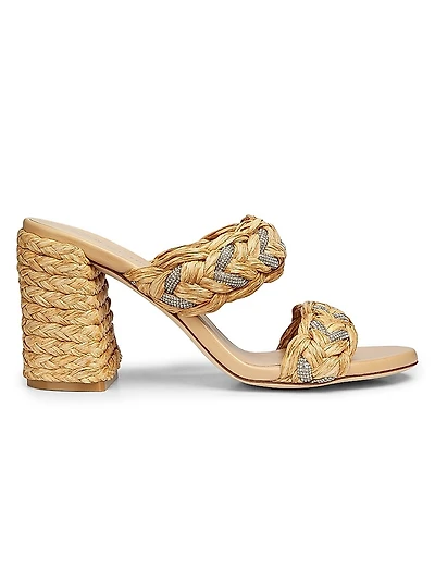 Lana 85MM Embellished Raffia Block-Heel Sandals